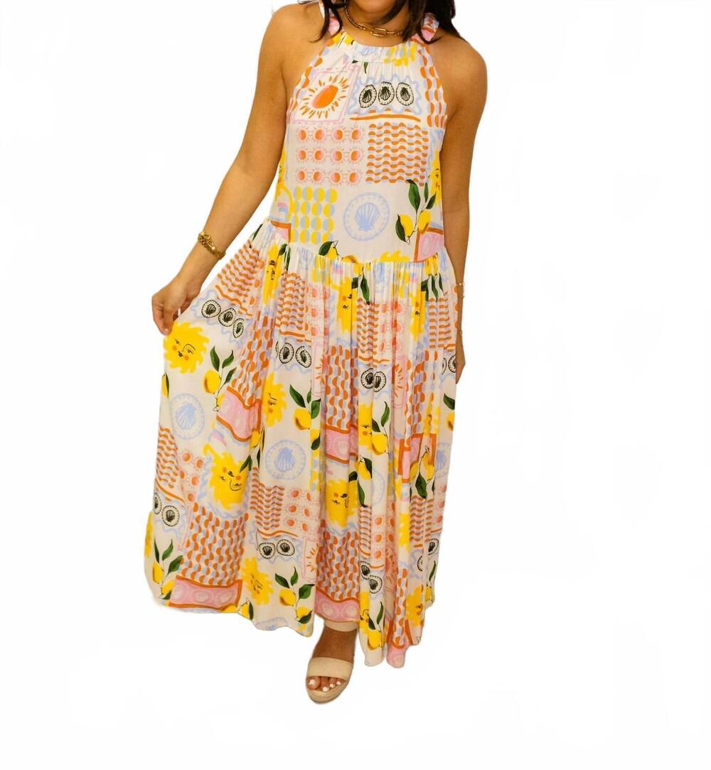 NEW J.NNA halter midi dress in sun-drenched